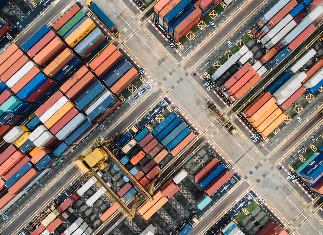 Heavy-industry container yard from above